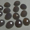 10 pcs - 10x12 mm Oval Rose Cut Cabochon Faceted - Grey CHALCEDONY - Gorgeous Nice Grey Sparkle